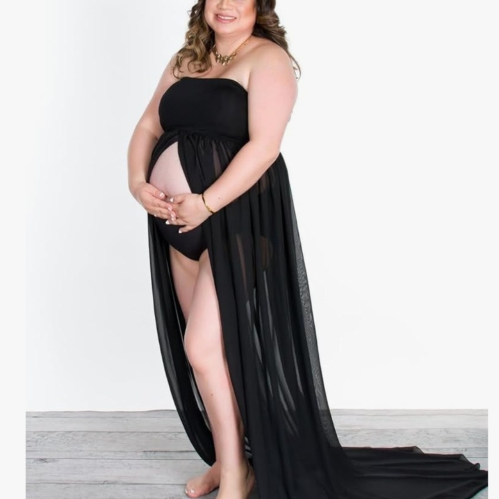 Elegant Black Maternity Swim Cover-Up